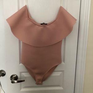 Flouncy Off The Shoulder Structured Bodysuit